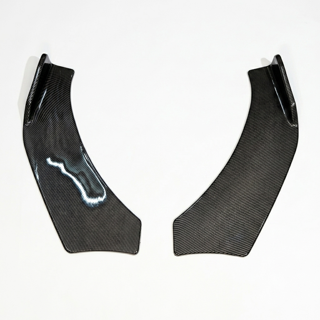 Universal 5-Piece Front Splitter & Side Skirt Kit – Carbon Fiber Finish