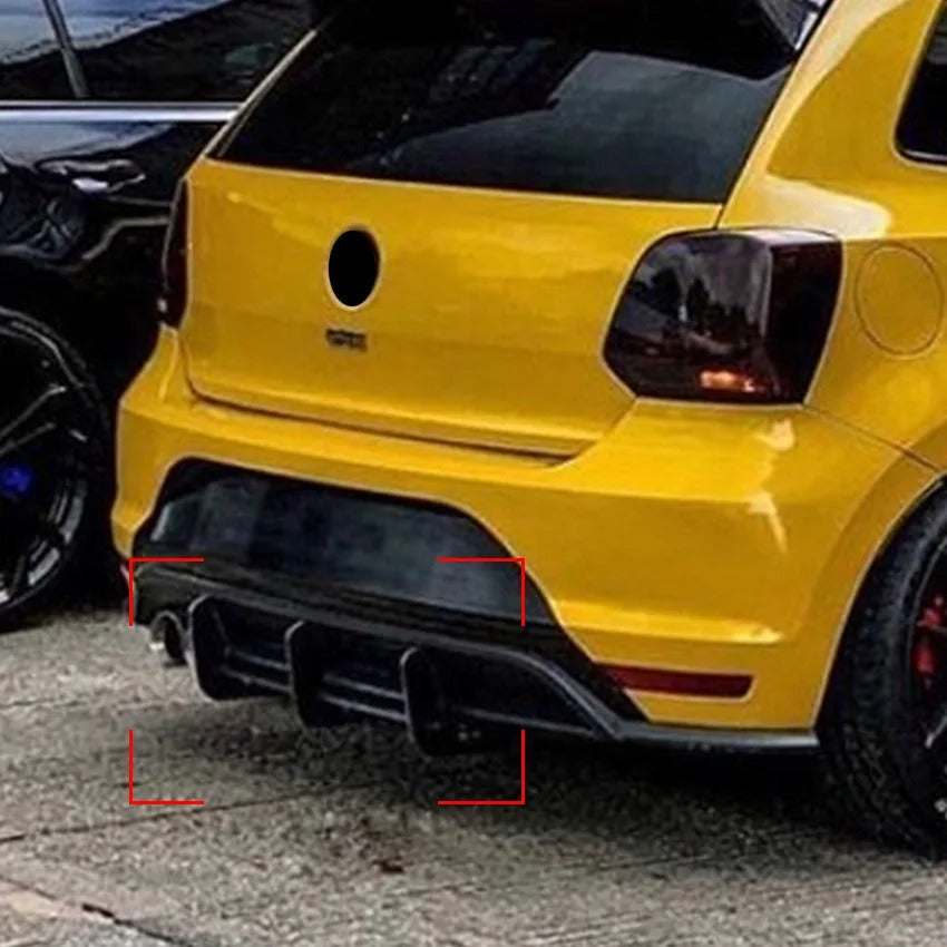 VW Polo 3-Fin Rear Bumper Diffuser |Gloss Black Sport Styling Upgrade
