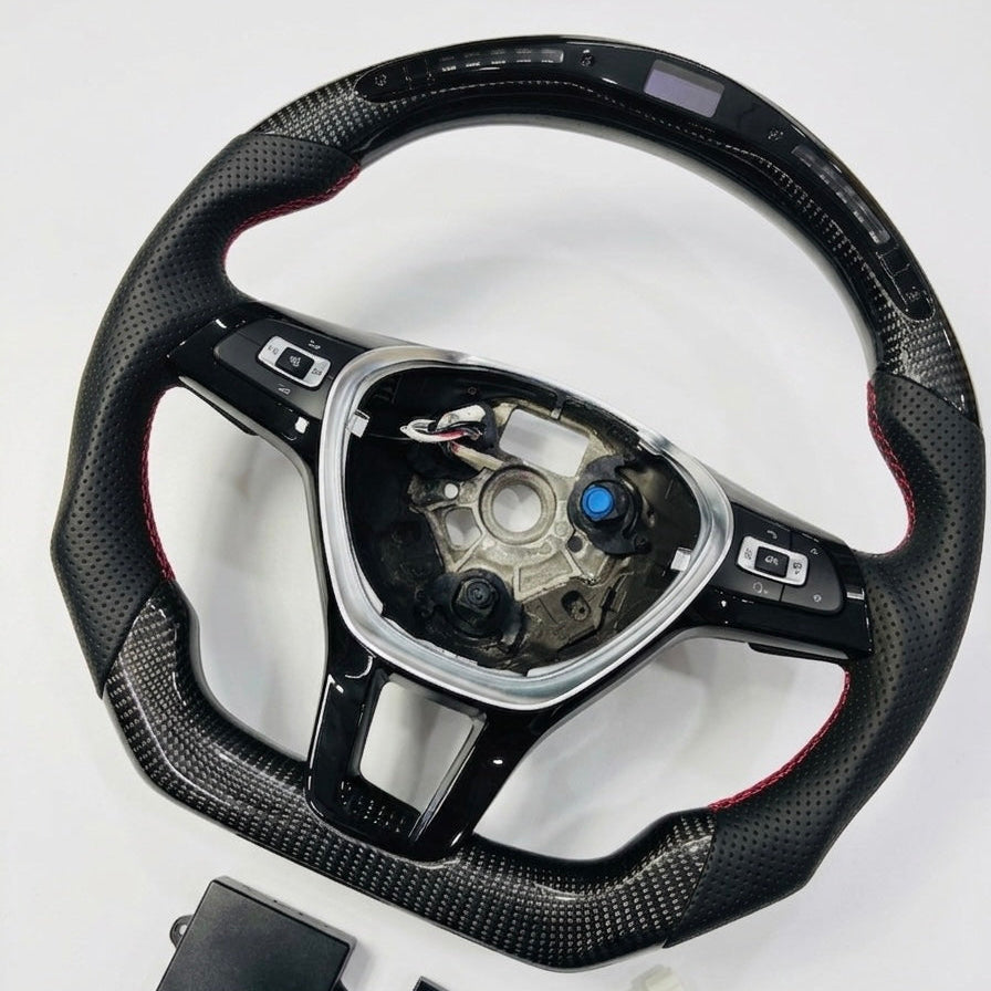 vw polo carbon fiber steering wheel with led rev lights
genuine carbon fiber steering wheel for vw polo
flat bottom vw polo steering wheel
performance steering wheel with rev indicator
premium volkswagen polo interior upgrade