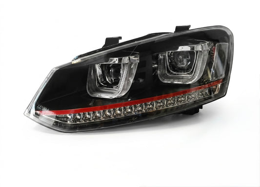 polo led projector headlights with red line