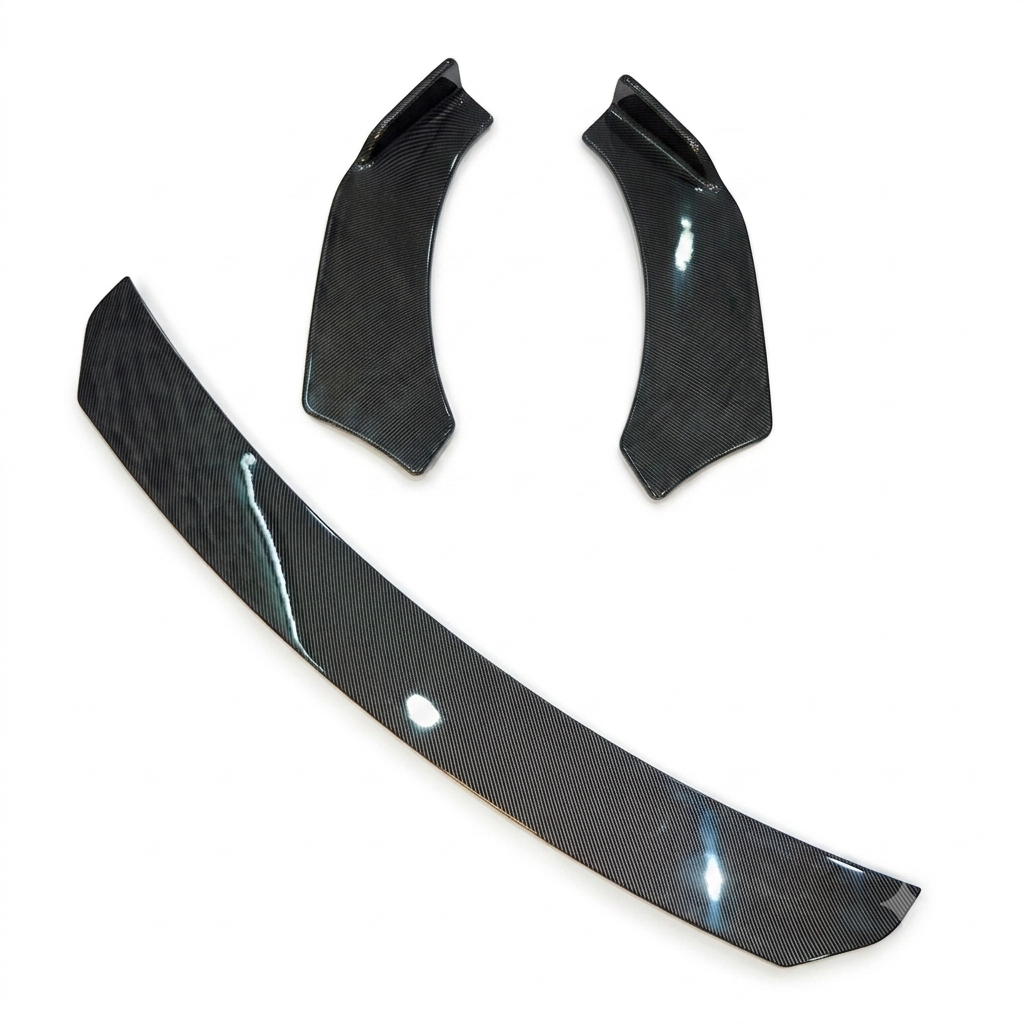 Universal 5-Piece Front Splitter & Side Skirt Kit – Carbon Fiber Finish
