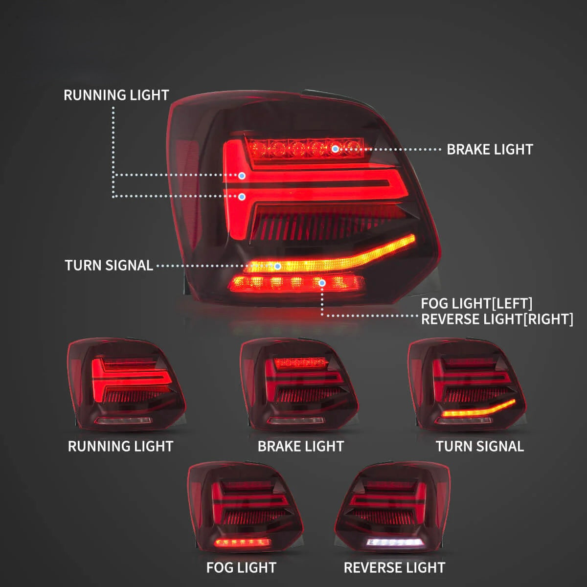 VW Polo Audi Q2-Style LED Tail Lights – Premium Rear Light Upgrade