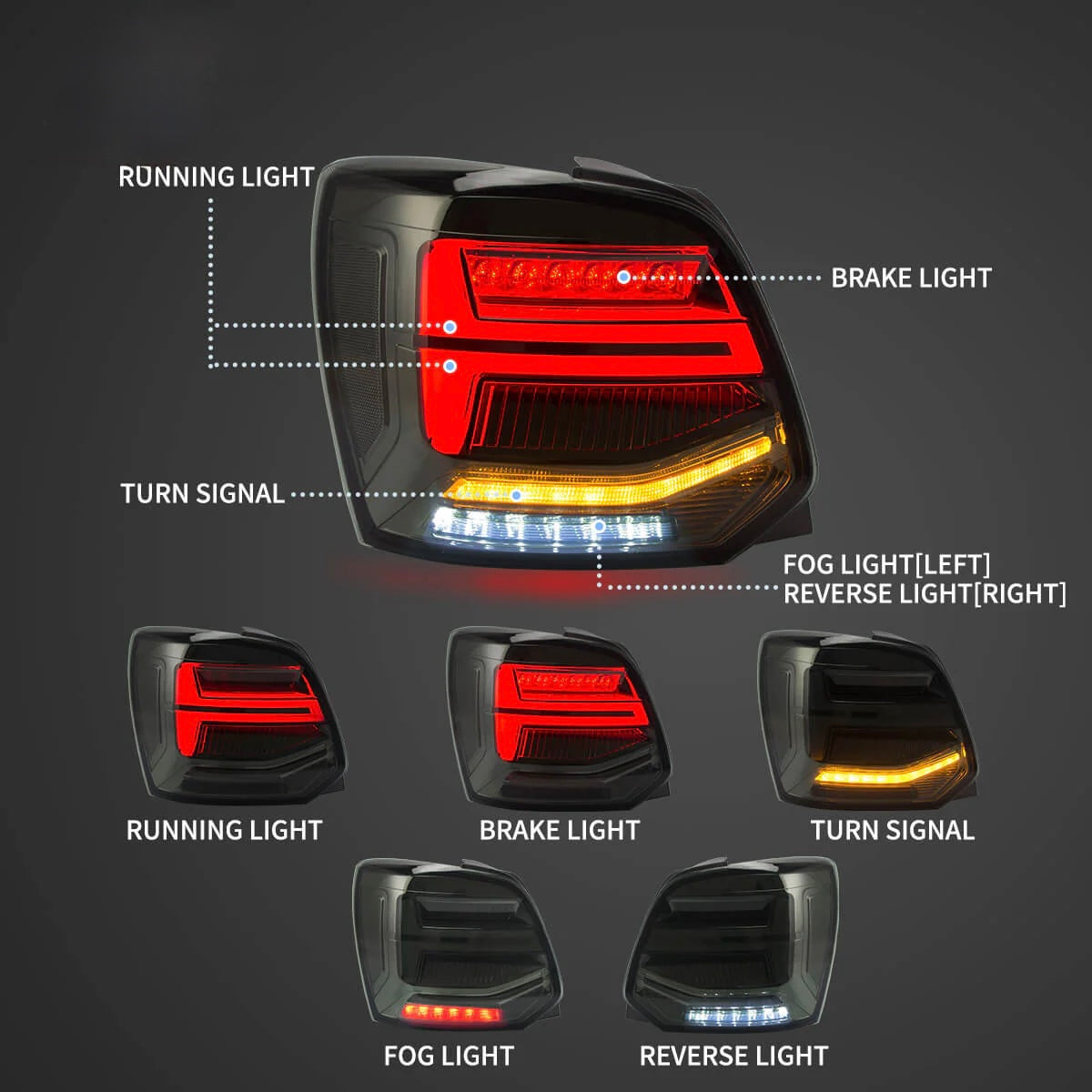 VW Polo Audi Q2-Style LED Tail Lights – Premium Rear Light Upgrade