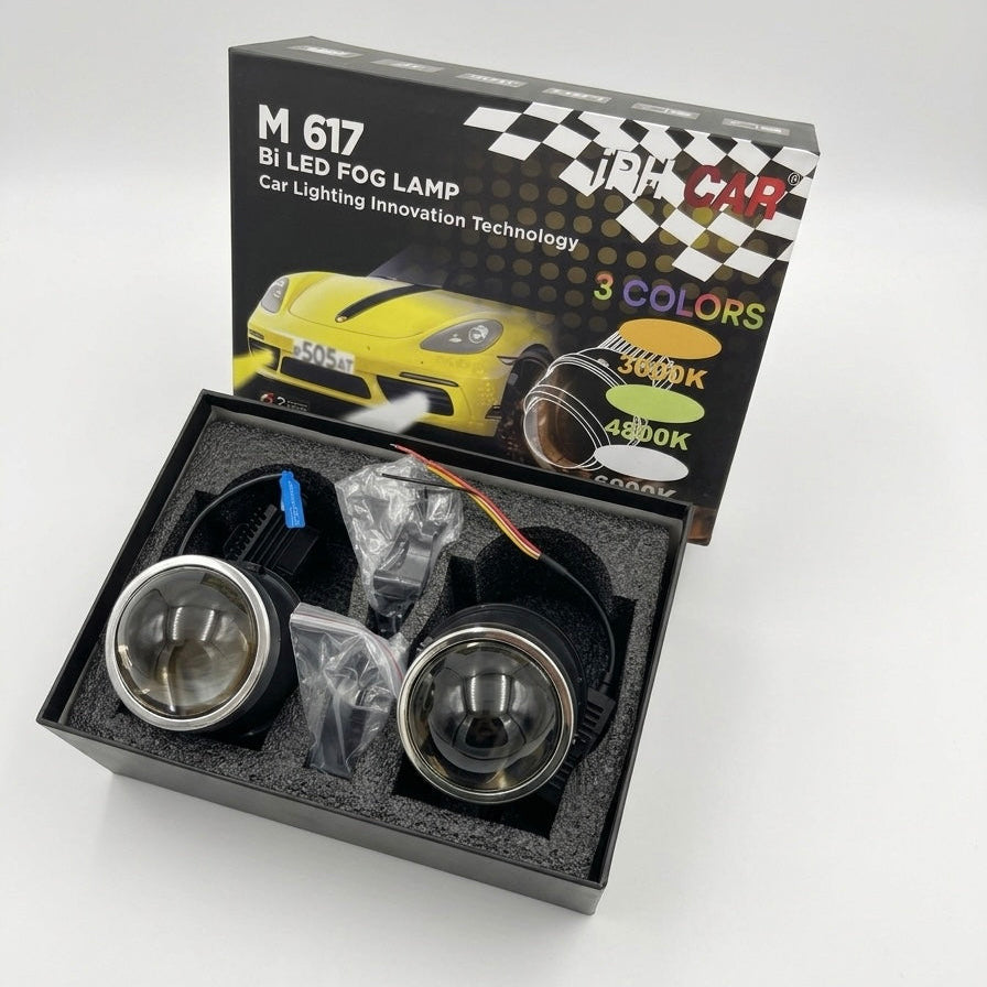 3 inch tri color bi led fog lamps
universal bi led projector fog lights
white yellow warm white led fog lights
aftermarket 3 inch led fog lamp upgrade
high visibility universal led fog lights