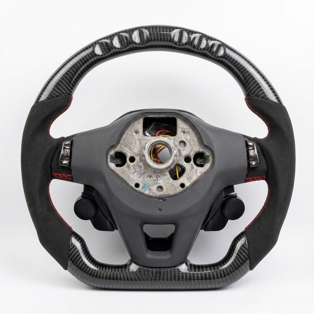VW Virtus Carbon Fiber Alcantara Steering Wheel with LED & Paddle Shifters