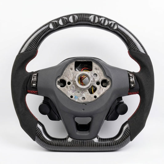 VW Virtus Carbon Fiber Alcantara Steering Wheel with LED & Paddle Shifters