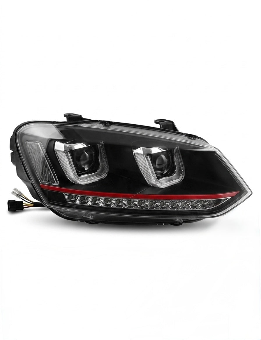 vw polo uu style red line projector headlights
polo led projector headlights with red line
uu style drl headlights for volkswagen polo
aftermarket projector headlights vw polo
premium front led headlights for polo