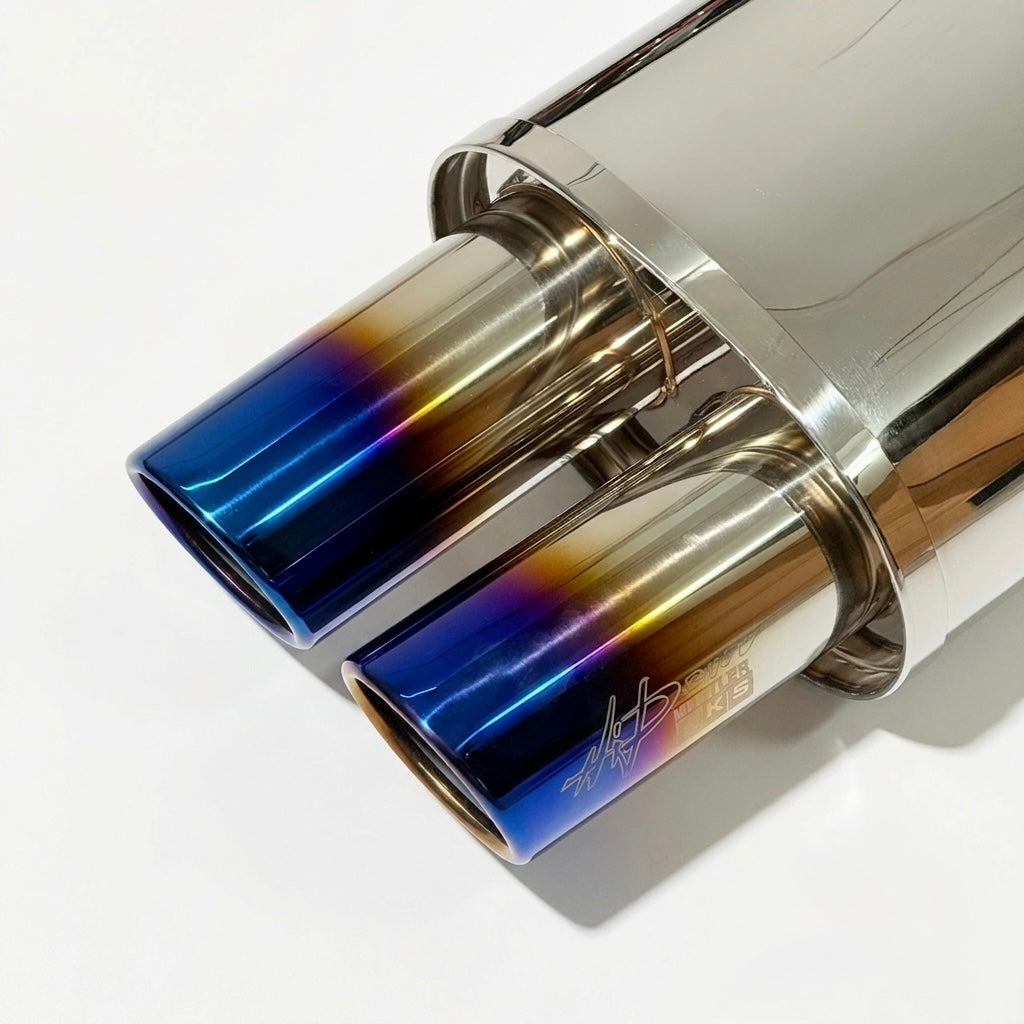 HKS Dual Burnt Tip Performance Exhaust Muffler – Universal Stainless Steel Upgrade