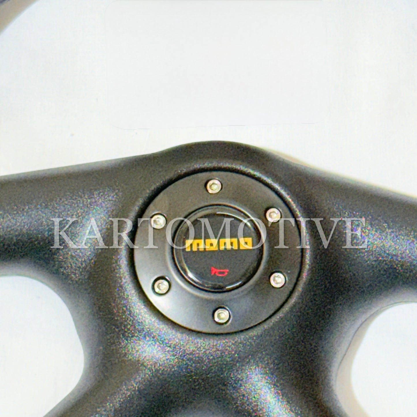 MOMO 4-Spoke Racing Steering Wheel – Black Leather Sport Grip Universal Fit