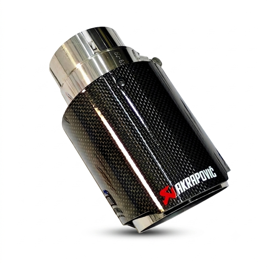 Akrapovič Gloss Black Forged Carbon Single Exhaust Tip – Universal Performance Edition