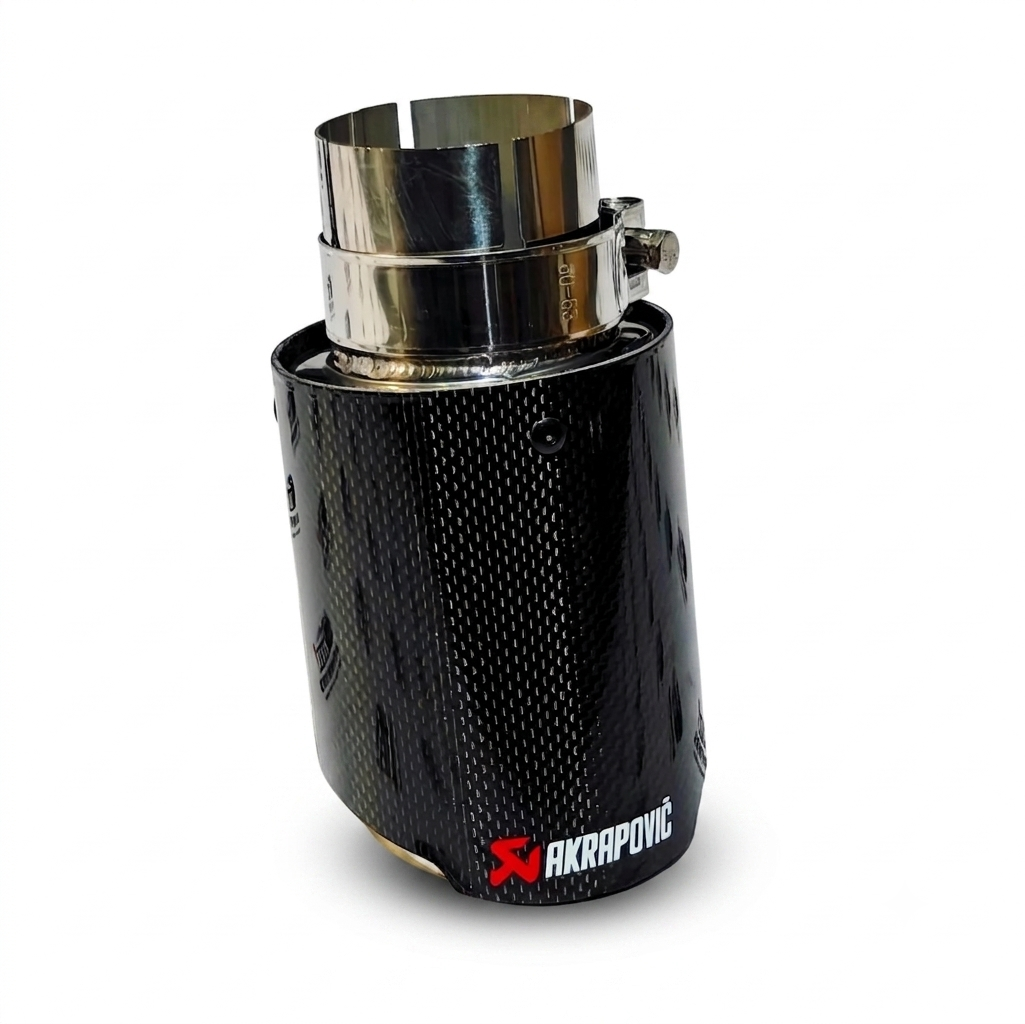 Akrapovič Gloss Black Forged Carbon Single Exhaust Tip – Universal Performance Edition