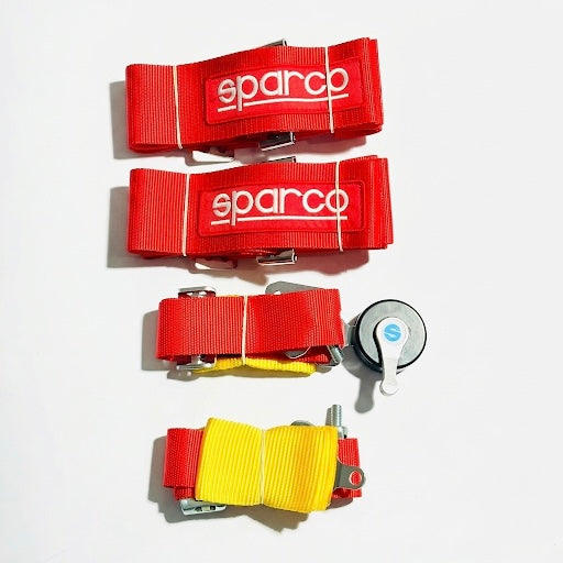 SPARCO 4-Point Racing Seat Belt Harness | Universal Fit (Black/Red) Colour Options