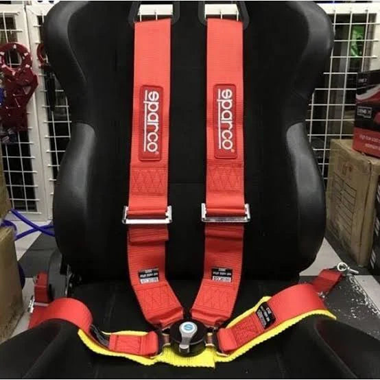 SPARCO 4-Point Racing Seat Belt Harness | Universal Fit (Black/Red) Colour Options