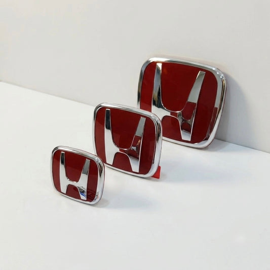 Honda Type R Logo Emblems (Set of 3) – Front, Rear & Steering Wheel Badge Kit