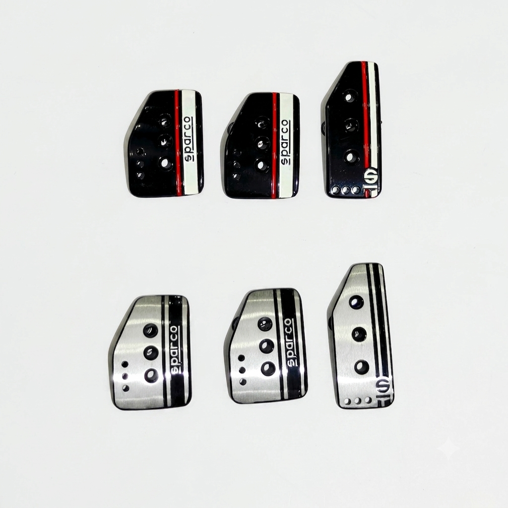 sparco aluminum pedal kit manual car
racing style manual pedal covers
universal manual pedal cover kit
non slip aluminum clutch brake accelerator pedals
premium sparco style manual pedal covers