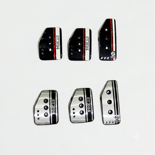sparco aluminum pedal kit manual car
racing style manual pedal covers
universal manual pedal cover kit
non slip aluminum clutch brake accelerator pedals
premium sparco style manual pedal covers