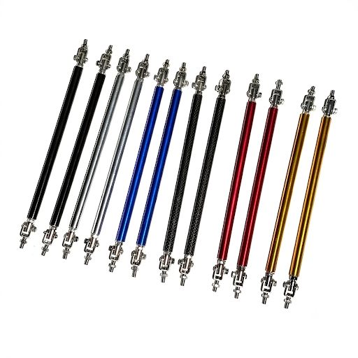 universal splitter support rods
adjustable bumper support rods
front splitter rod kit
aluminum splitter rods
racing bumper support accessories