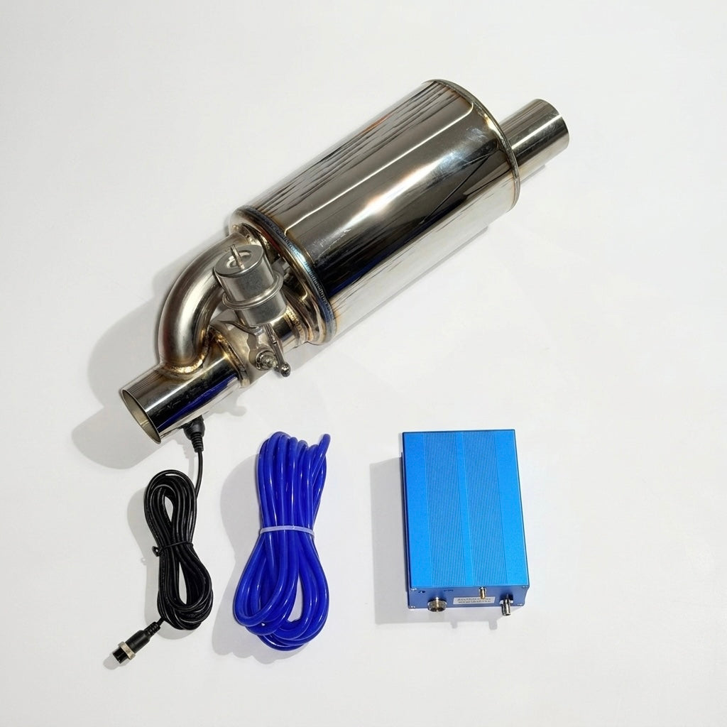 compact valvetronic exhaust system
cylindrical performance muffler
remote control valvetronic exhaust
universal stainless steel exhaust muffler
compact electric valve exhaust system